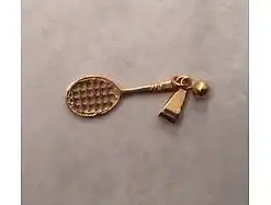 585 Gold Anhänger Tennisschläger mit Ball 3 cm 12518