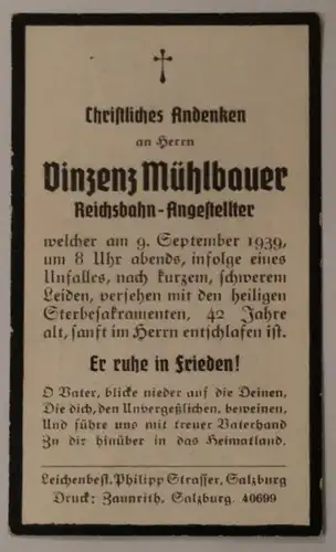 Sterbebild Reichsbahn - Angestellter   11137