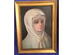 Portrait Dame Nonne Öl / Leinwand gerahmt 42.5x 32cm 14538