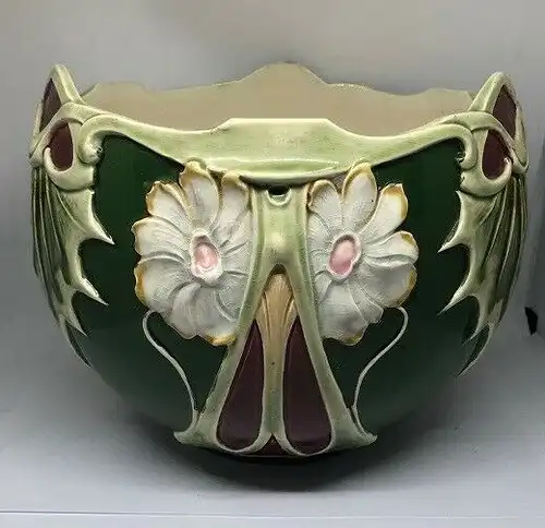 Großer Eichwald Blumen Übertopf Bohemia Art Noveau Art Deco Blumentopf  25443