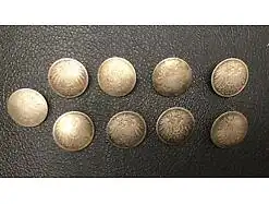 9 X Silber Knöpfe Reichsmark