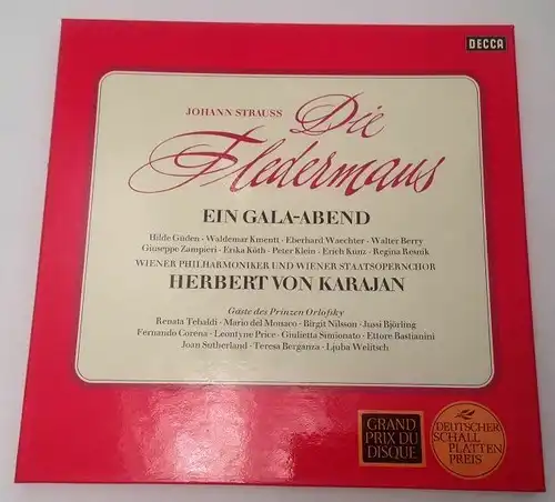 Die Fledermaus Herbert von Karajan Wiener Philharmoniker incl Booklet 3 LP's Str