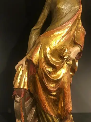 Heilige Katharina Alexandrien Blattgold Figur Holz geschnitzt 54 cm 30679