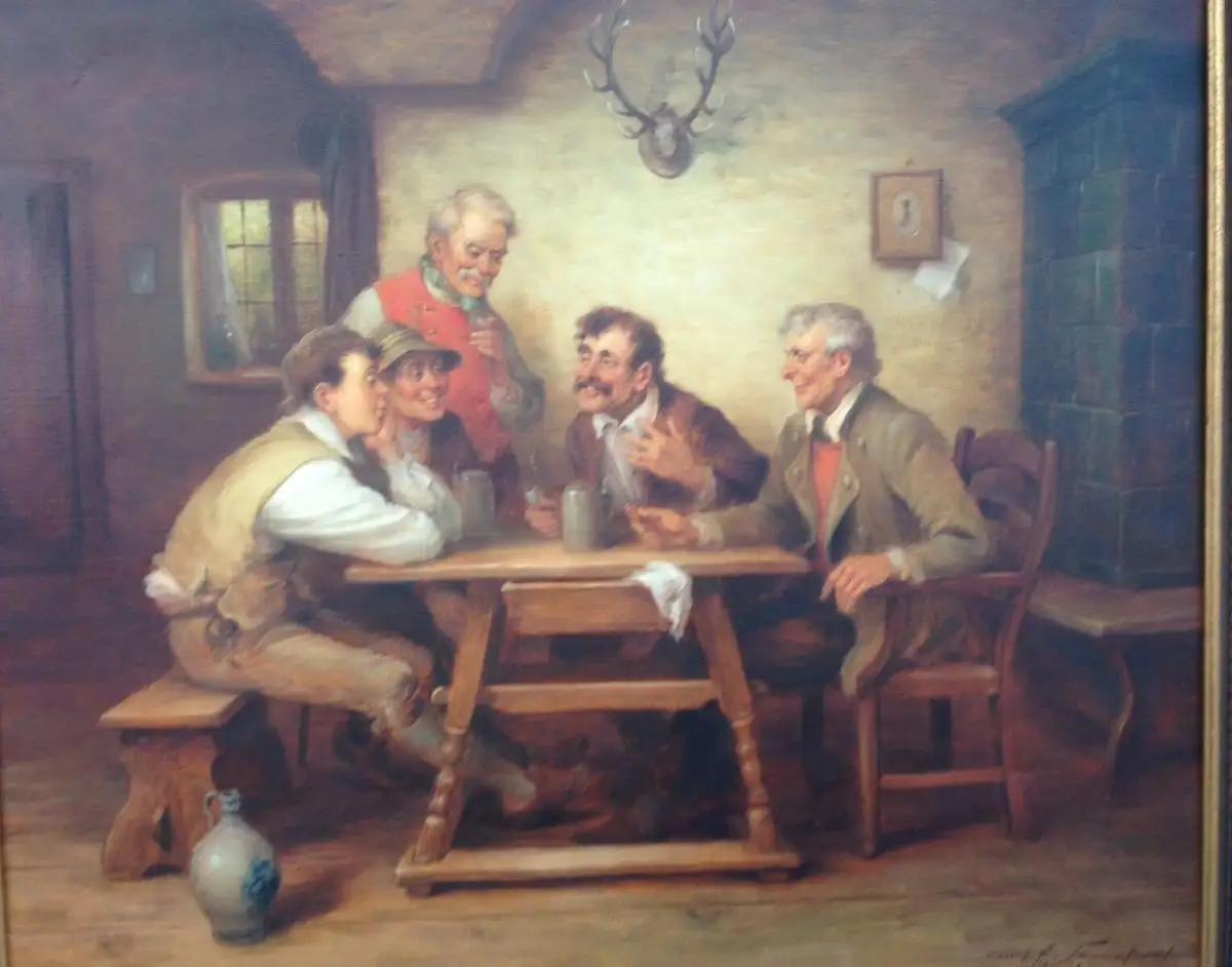 Curt A. Landwehr Bauernszene Öl auf Leinwand sign. 88 x 78,5 1