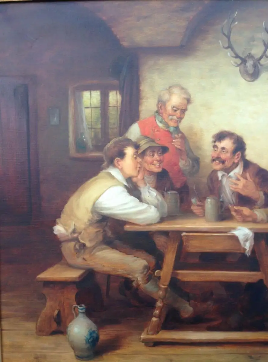 Curt A. Landwehr Bauernszene Öl auf Leinwand sign. 88 x 78,5 2