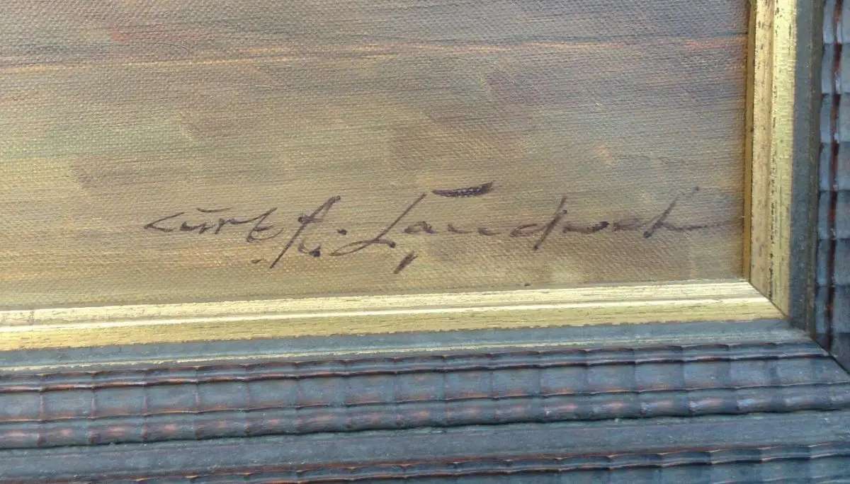 Curt A. Landwehr Bauernszene Öl auf Leinwand sign. 88 x 78,5 4