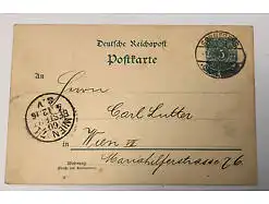 Deutsche Reichspost Ganzsache Sonneberg Wien  31327