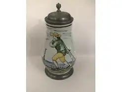 Walzenkrug Fayencekrug Bierkrug Sammlerkrug Fischer 19 Jhdt 25115 0