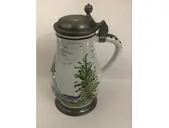 Walzenkrug Fayencekrug Bierkrug Sammlerkrug Fischer 19 Jhdt 25115 1