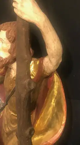 65 cm  Heiliger Christophorus mit Kind Holz geschn. 2.H.20.J Blattgold