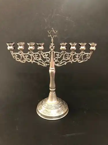 Schamasch jüdischer Kerzenleuchter 800 Silber Hazorfim 18 x 18 cm 30657