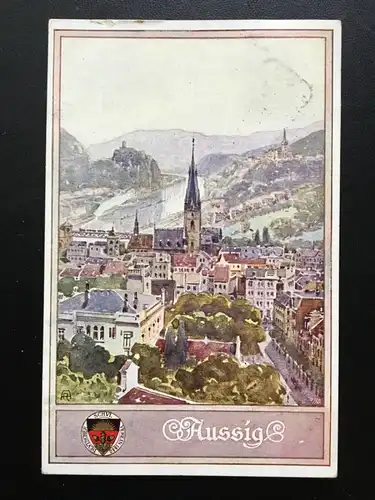 Deutscher Schulverein - Aussig - Stadt Kirche - Künstlerkarte 16000 TH