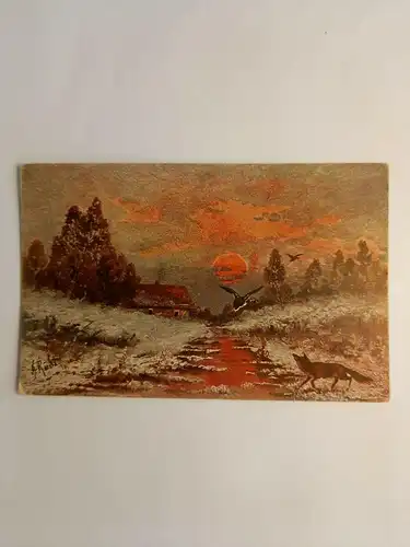 Künstlerkarte Abendrot Fuchs  180002 GR