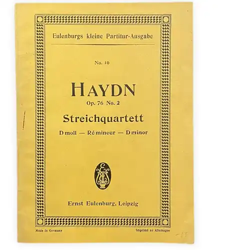 Ernst Eulenberg HAYDN OP. 76 NR. 2 - STREICHQUARTETT SEHR GUTER ZUSTAND!