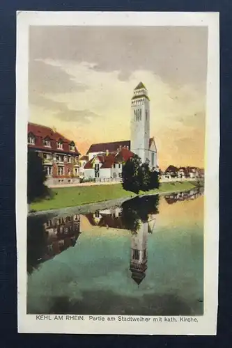 Kehl Rhein Stadtweiher Kath. Kirche See Baden-Württemberg Deutschland 401248 THA