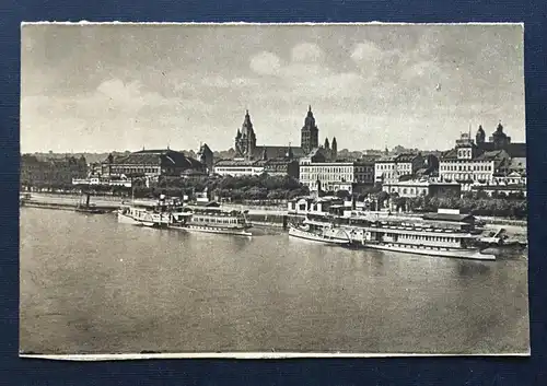 Mainz Rhein Stadthalle Dom Fluss Schiff Rheinland-Pfalz Deutschland  TH