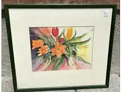 Blumen Bild, Malerei, Inkl Rahmen 52x45cm (300035)