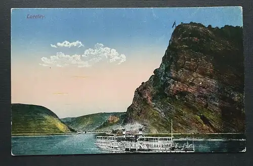 Loreley Nordsee Felsen Dampfschiff Wolken Rheinland-Pfalz Deutschland 401035 TH