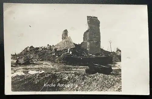 Kirche Rocquigny zerstörtes Gebäude Militär Krieg Ardennes Frankreich 400599 TH