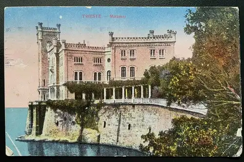 Trieste Triest Miramar Schloss Klippe Bucht Hafen Gebäude Italien 400621 TH A