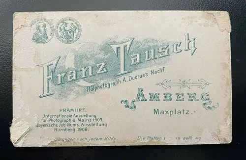 Foto Porträt Soldat Uniform Bart F.Tausch Amberg ca.10,4x6,4cm 402427 TH