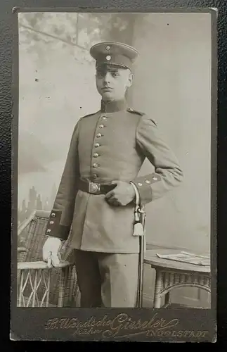 Foto Porträt Soldat Uniform Feldkappe Wendsche Ingolstadt ca10,4x6,4cm 402415 TH