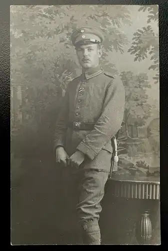Porträt Soldat Uniform Schirmmütze Bart H.Trietz München Militär Krieg 402492 TH
