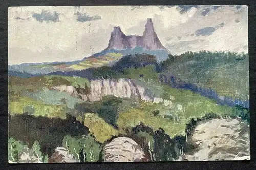 J. Macoun Trosky Malerei Landschaft Künstlerkarte Burgruine Tschechien 410126 C