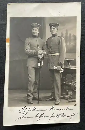 Porträt Soldaten Uniform Schirmmütze Degen Bart Militär Krieg Landshut 410105 TH