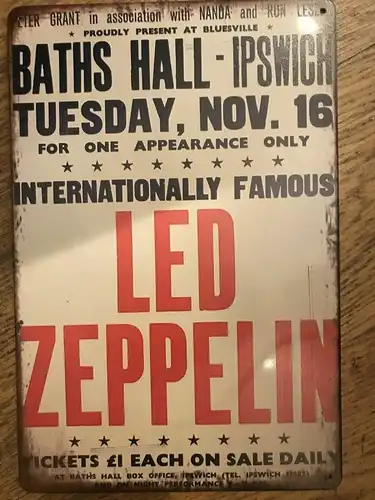 Nostalgie Vintage Schild „Led Zeppelin“ 30x20  300000