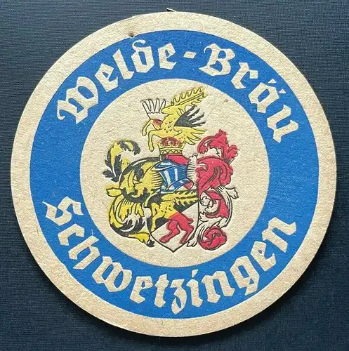 Bierdeckel Welde-Bräu Schwetzingen Brauerei Wappen Flasche