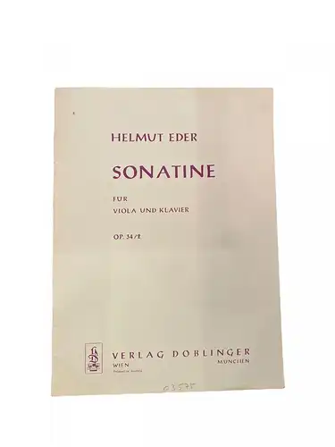 1932 Helmut Eder SONATINE für Viola und Klavier OP. 34/2