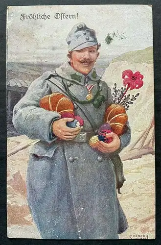 Fröhliche Ostern Soldat Ostereier Blumen Uniform Feldmütze Orden 400311 TH G