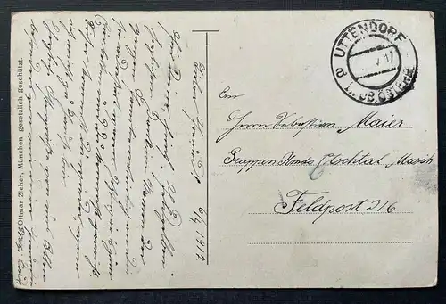 Gott schütze unsere Lieben im Felde Mutter Kind Tracht Bildstock Krieg 410797 A