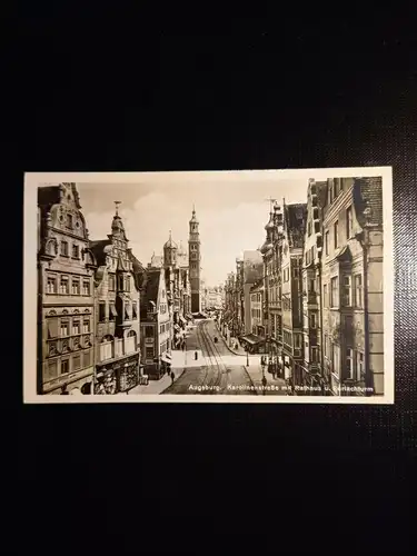 Augsburg, Karolinenstraße mit Rathaus und Perlachturm 402779 gr C