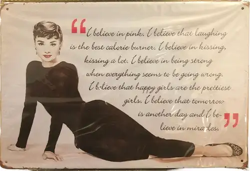 Nostalgie Vintage Retro Blechschild "Audrey Hepburn" 30x20    900209