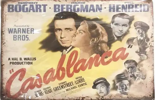 Nostalgie Vintage Retro Blechschild "Casablanca Humphrey Bogart" 30x20    900207