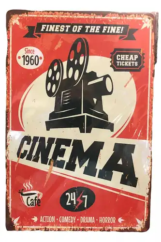 Nostalgie Vintage Retro Blechschild "CINEMA" 30x20    900214