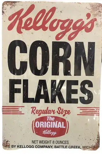 Nostalgie Vintage Retro Blechschild "Kelloggs Korn Flakes" 30x20    900212