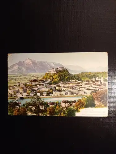 Salzburg, Festung u.Untersberg vom Kapuzinerberg 430068 gr
