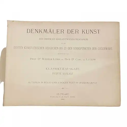 3235 Lübke DENKMÄLER DER KUNST: ZUR ÜBERSICHT IHRES ENTWICKELUNGSGANGES HC +A