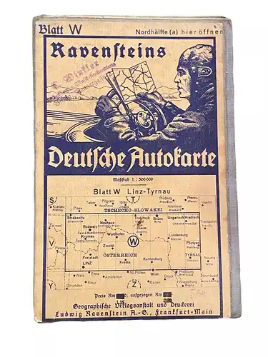 2855 Ludwig Ravenstein RAVENSTEINS DEUTSCHE AUTOKARTE BLATT W LINZ-TYRNAU