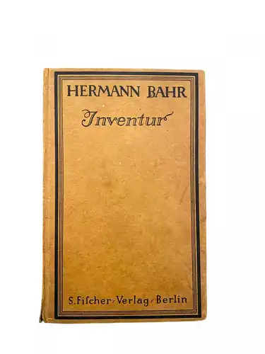 2189 Hermann Bahr INVENTUR HC S. Fischer Verlag Berlin 1912