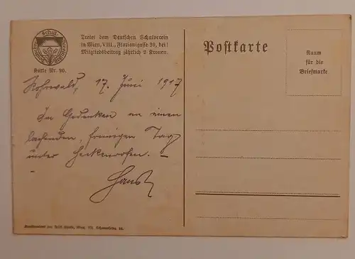 Deutscher Schulverein - Küssendes Paar / Künstlerkarte 500029A gr D
