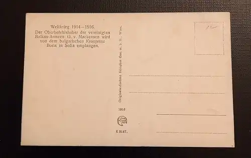 Der Oberbefehlshaber Der Balkan Armeen G. v. Mackensen 50174 Ga SH1