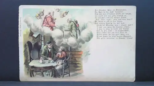 Ein Pärchen schon im Greisenalter sitzen beisammen Gedicht Gemälde JW 650249 C