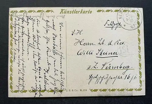Malerei Bild Baum Schäfer Schafe Wagen Brücke Bach Künstlerkarte 402390 TH