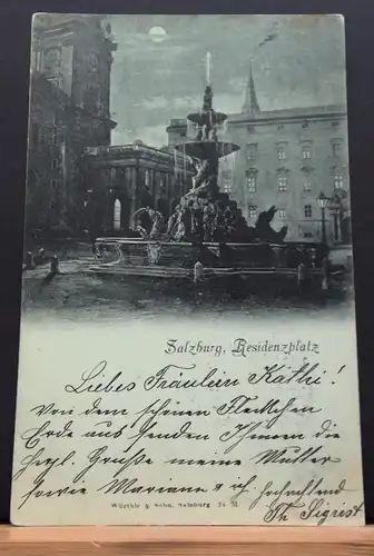 Salzburg Residenzplatz Mondscheinkarte Gemälde JW 650110 C