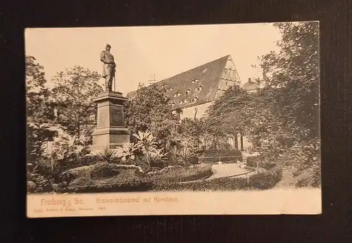 Freiberg Bismarckdenkmal Mit Rathaus 0137 Ga E