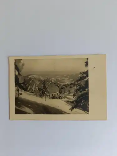 Künstlerkarte Schneelandschaft mit Haus 140408 GR G